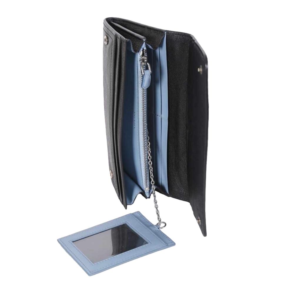 Prada Black Glace Calfskin Leather Snap Long Wallet 1MH312