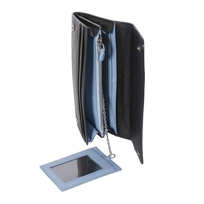 Prada Black Glace Calfskin Leather Snap Long Wallet 1MH312