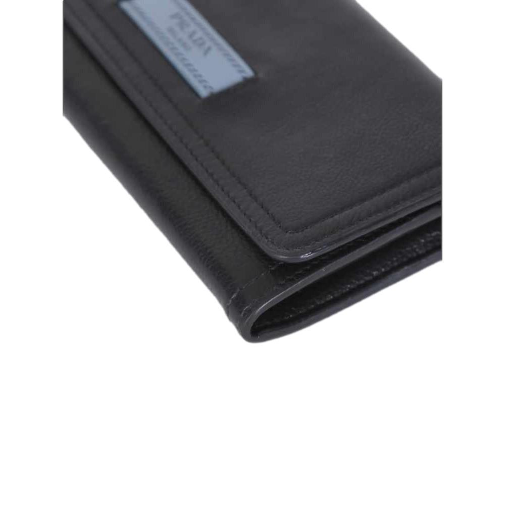 Prada Black Glace Calfskin Leather Snap Long Wallet 1MH312