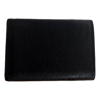 Prada Saffiano Metal Tri-Fold Envelope Card Holder Wallet Nero Black and Pink