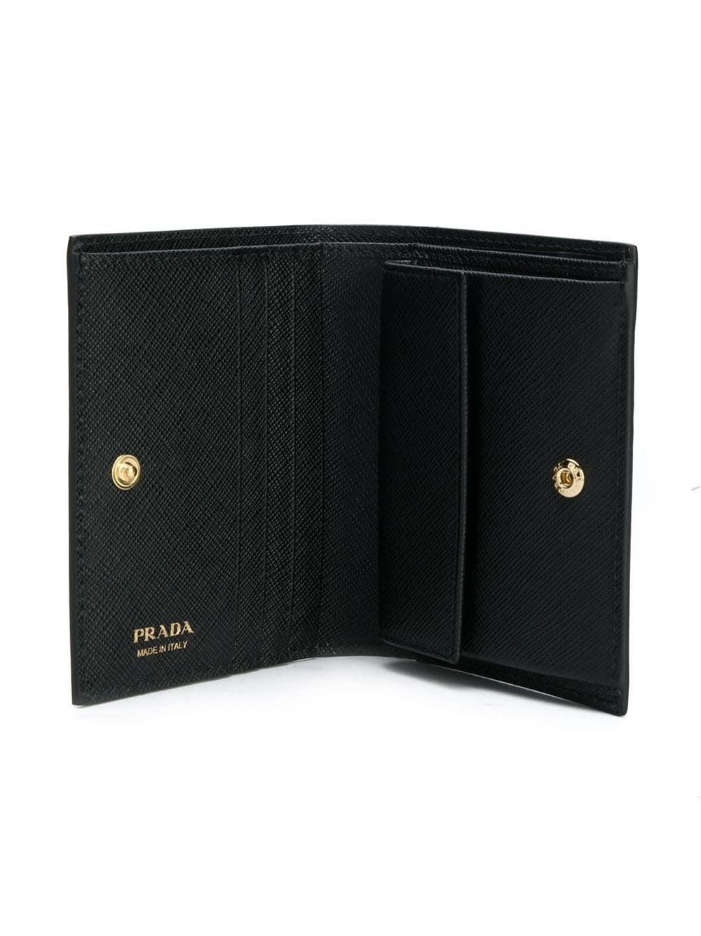 Prada Black Pink Lipstick Print Triangle Logo Bifold Leather Snap Wallet 1MV204