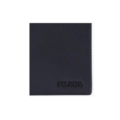 Prada Black Saffiano Leather Camouflage Print Vertical Card Holder 2MC101