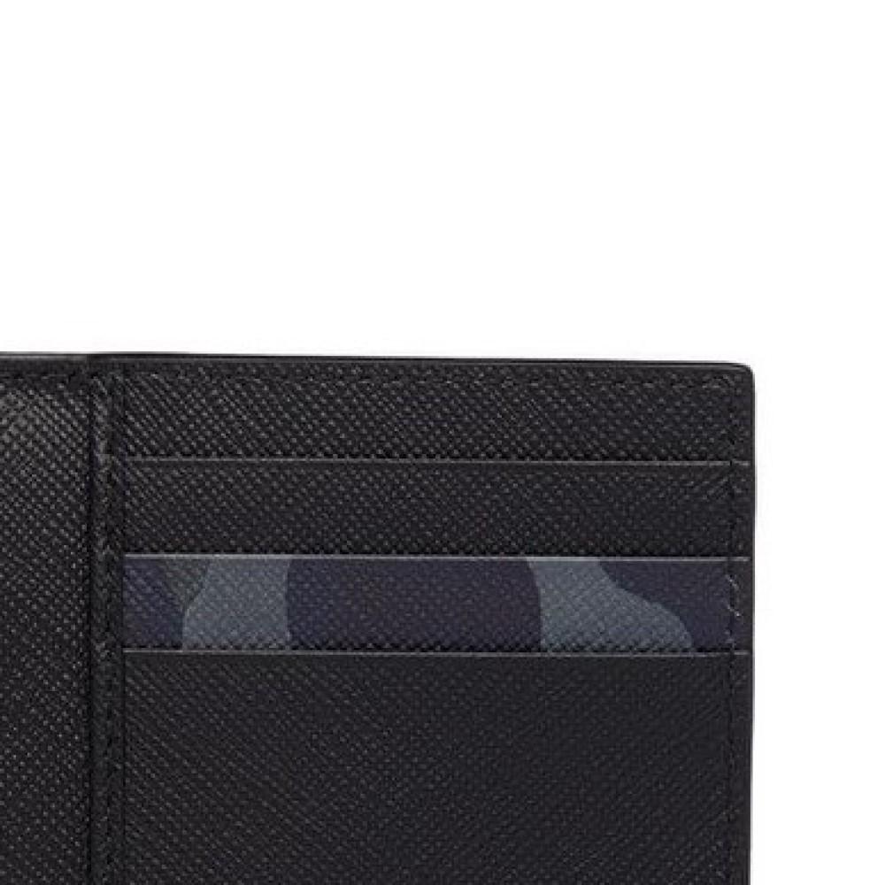 Prada Black Saffiano Leather Camouflage Print Vertical Card Holder 2MC101