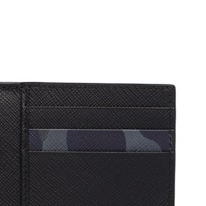 Prada Black Saffiano Leather Camouflage Print Vertical Card Holder 2MC101