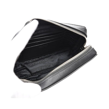 Prada Saffiano Leather Black Phone Case Clutch Bag 2ZH064