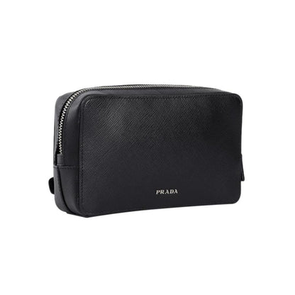 Prada Saffiano Leather Black Phone Case Clutch Bag 2ZH064