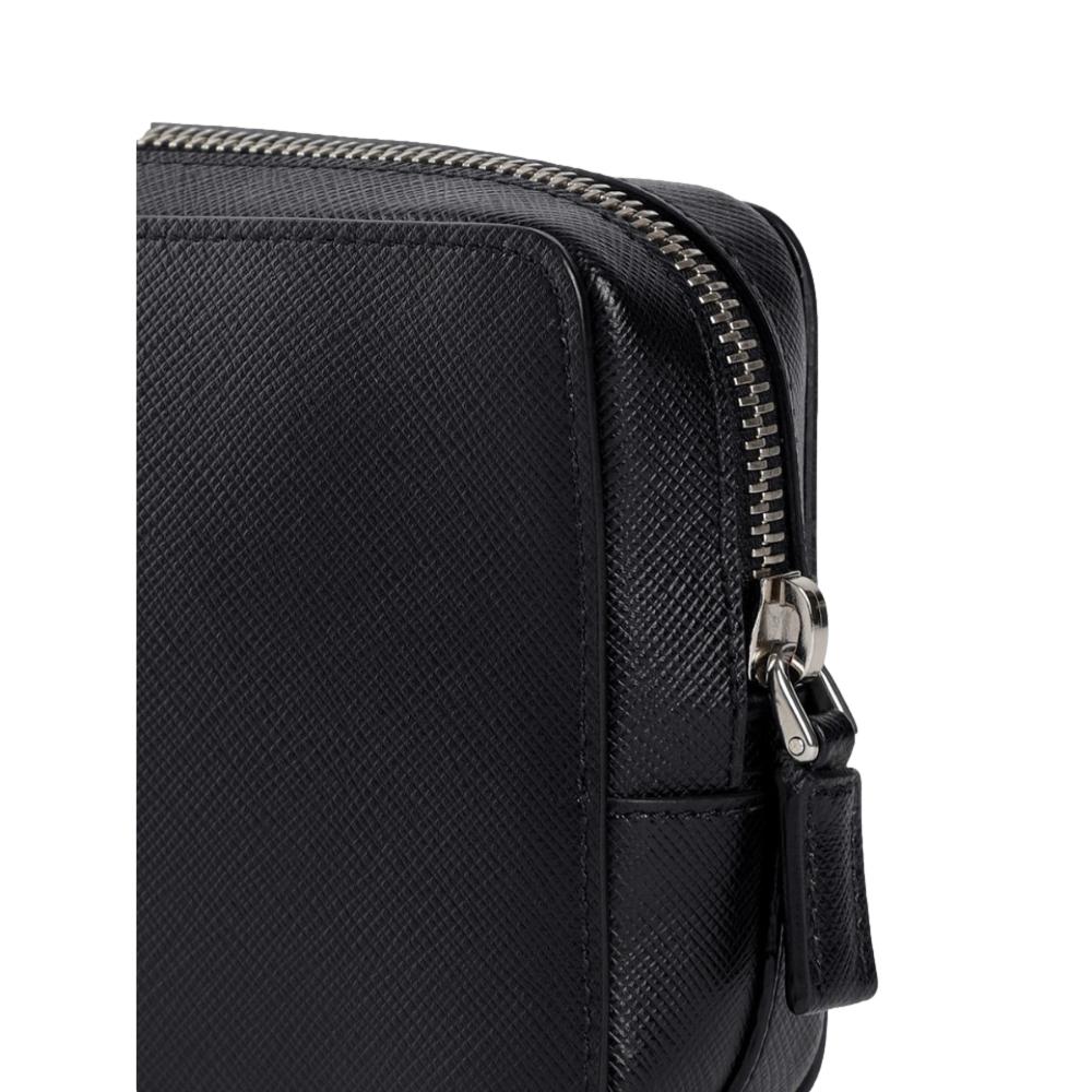 Prada Saffiano Leather Black Phone Case Clutch Bag 2ZH064