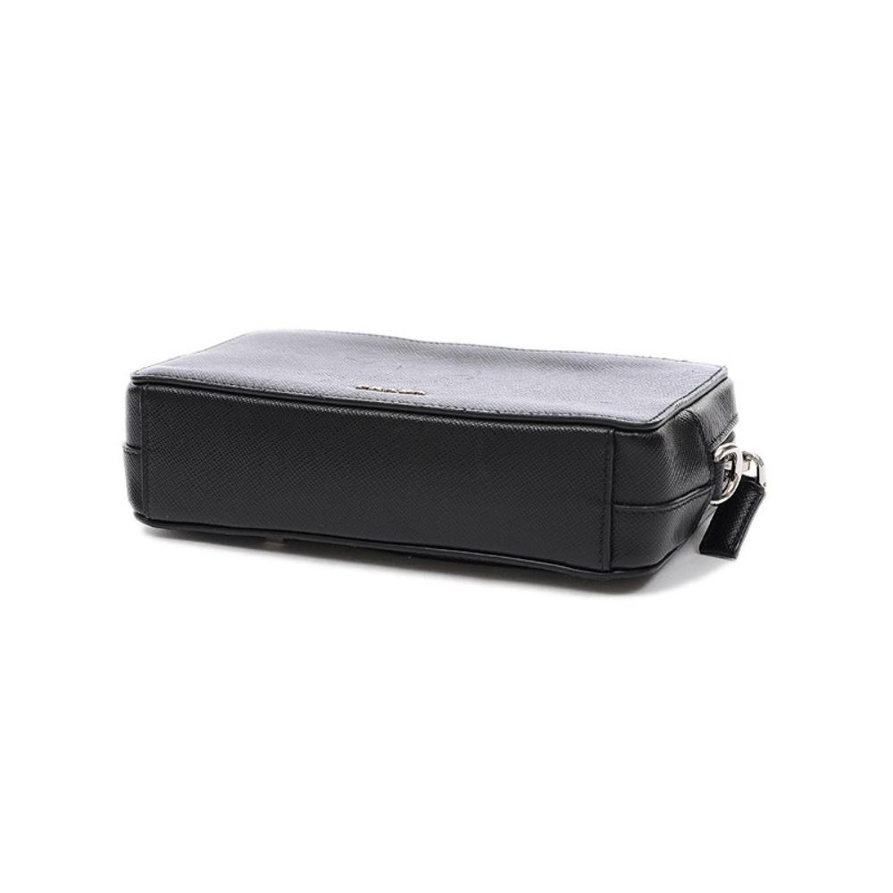 Prada Saffiano Leather Black Phone Case Clutch Bag 2ZH064