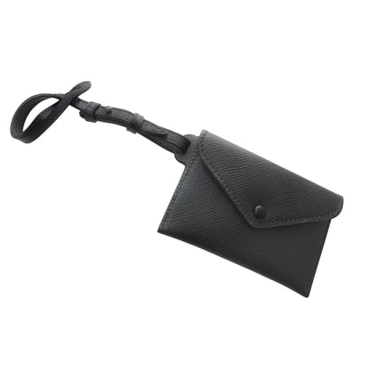 Prada Black Saffiano Leather Envelope Luggage Tag Keychain