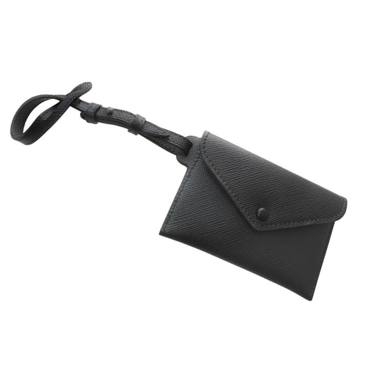 Prada Black Saffiano Leather Envelope Luggage Tag Keychain