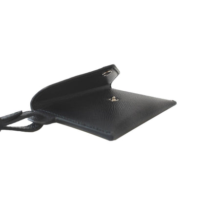 Prada Black Saffiano Leather Envelope Luggage Tag Keychain