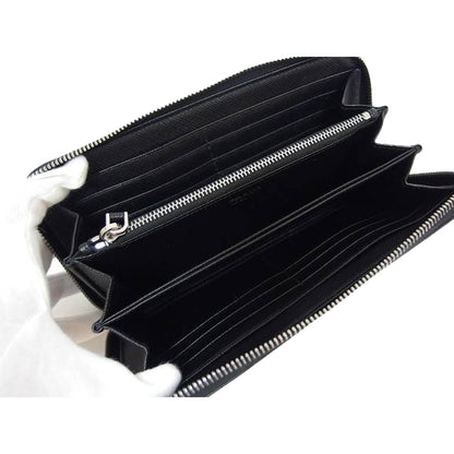 Prada Black Saffiano Leather Frankenstein Heart Rose Zip Around Wallet 1ML506