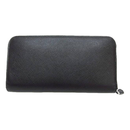 Prada Black Saffiano Leather Frankenstein Heart Rose Zip Around Wallet 1ML506