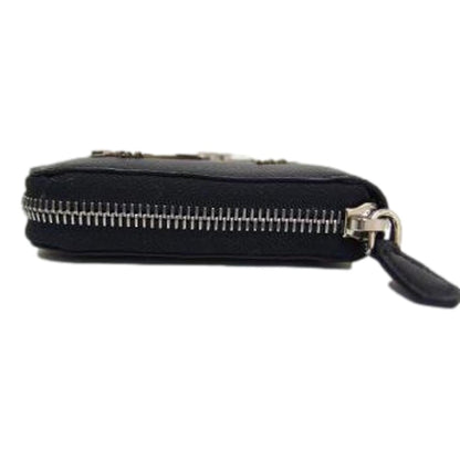 Prada Black Saffiano Leather Frankenstein Heart Rose Zip Around Wallet 1ML506