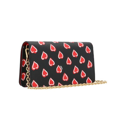 Prada Black Saffiano Leather Heart Print Mini Crossbody Handbag 1DH044