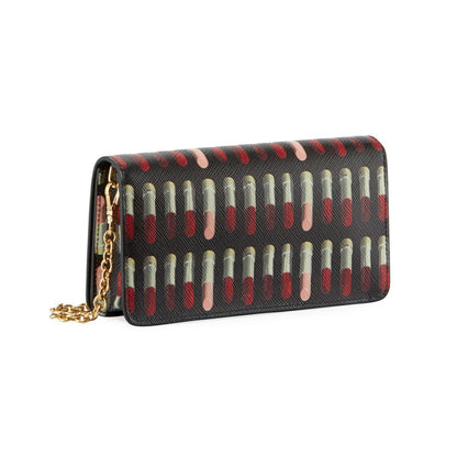 Prada Black Saffiano Leather Lipstick Mini Cross Body Handbag 1DH044