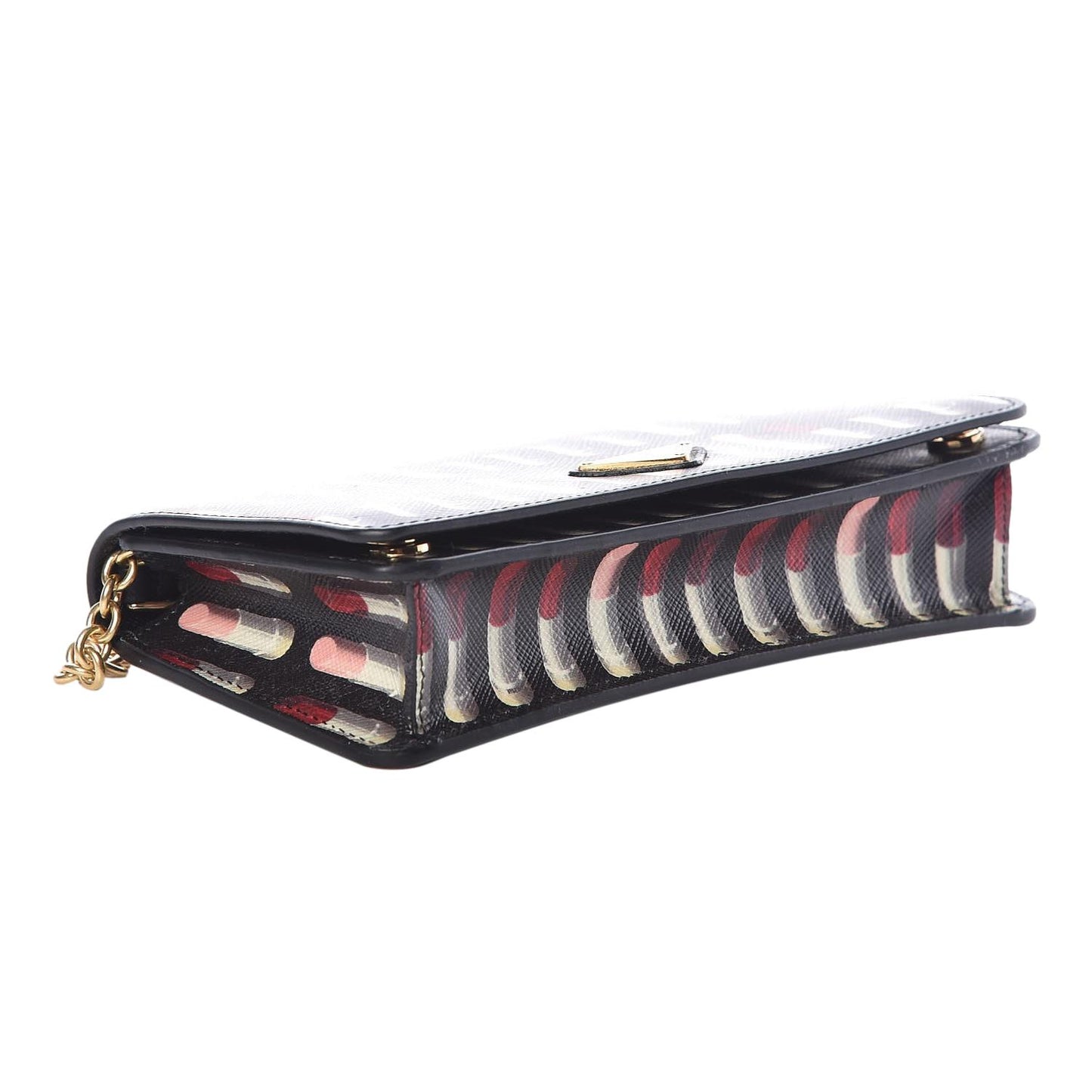Prada Black Saffiano Leather Lipstick Mini Cross Body Handbag 1DH044