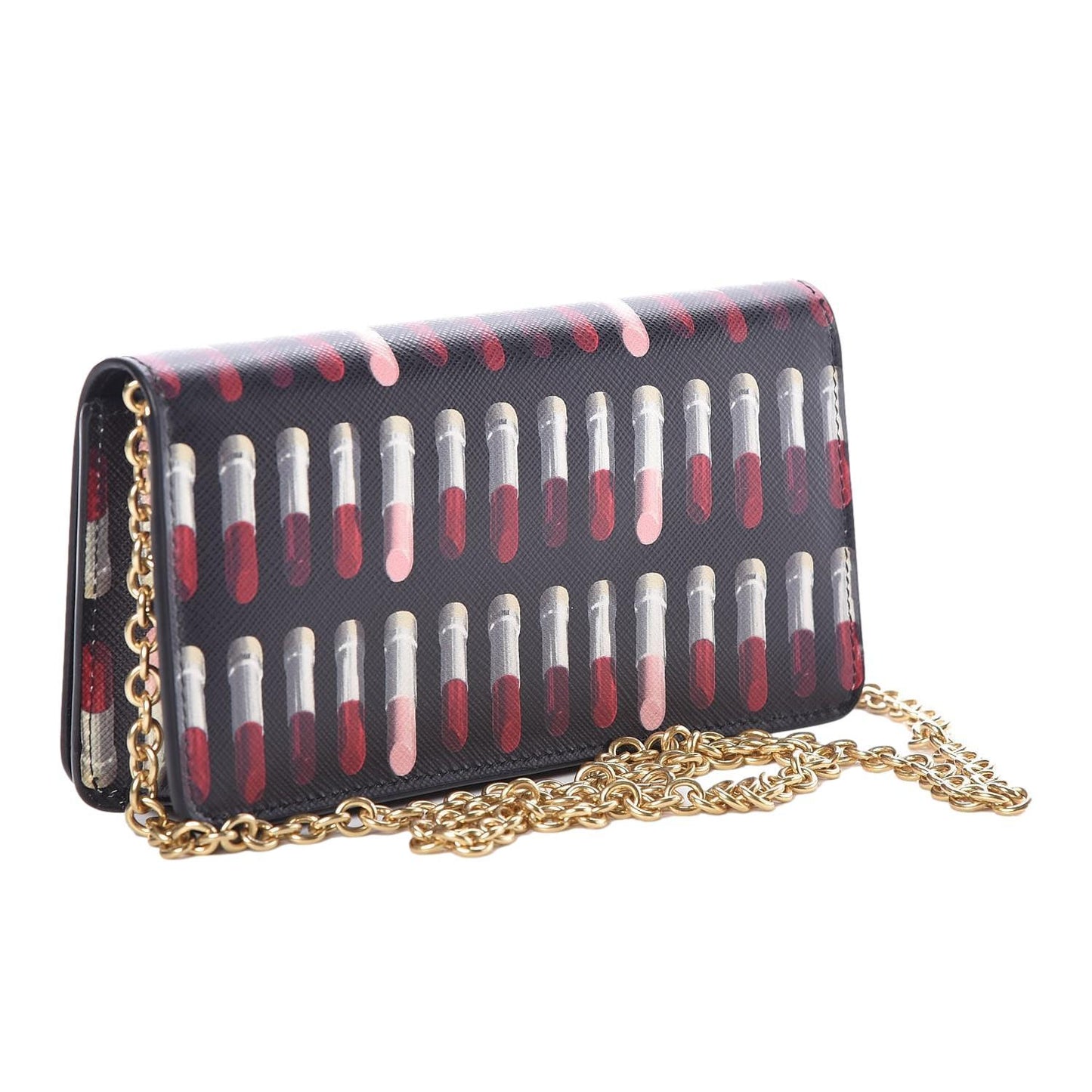 Prada Black Saffiano Leather Lipstick Mini Cross Body Handbag 1DH044