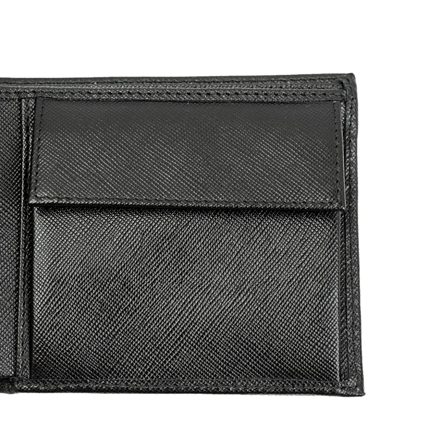 Prada Black Saffiano Leather Logo Plaque Bifold Wallet 2MO738