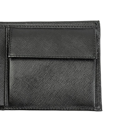 Prada Black Saffiano Leather Logo Plaque Bifold Wallet 2MO738