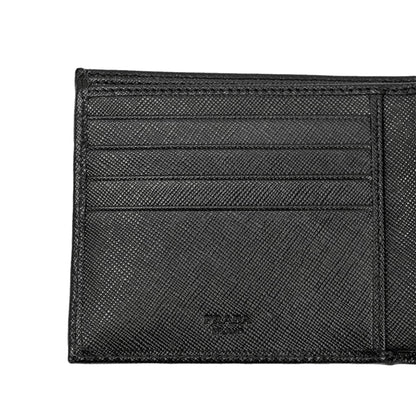 Prada Black Saffiano Leather Logo Plaque Bifold Wallet 2MO738