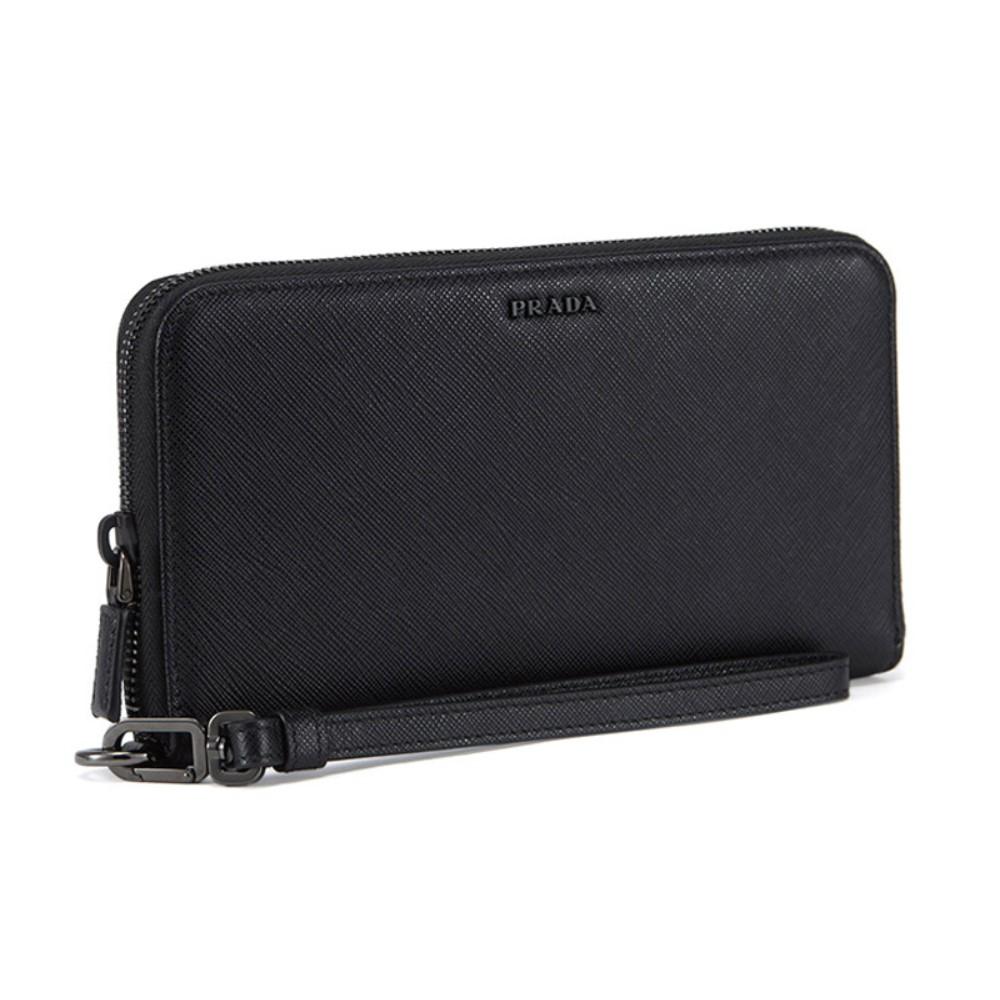 Prada Black Saffiano Leather Wallet Wristlet 2ML028