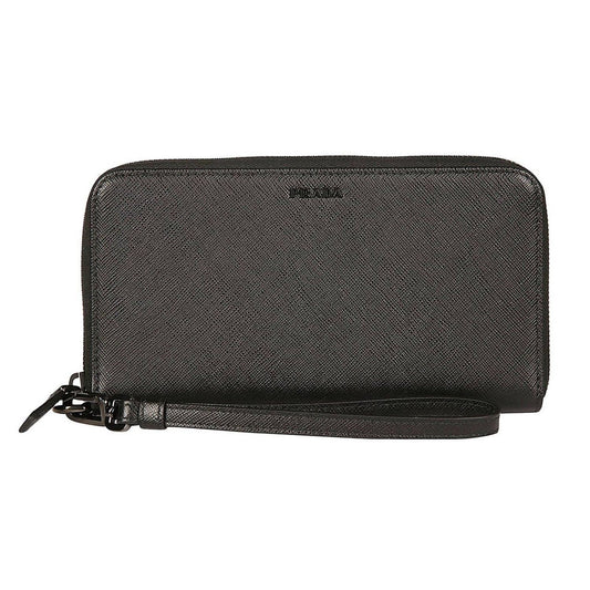 Prada Black Saffiano Leather Wallet Wristlet 2ML028