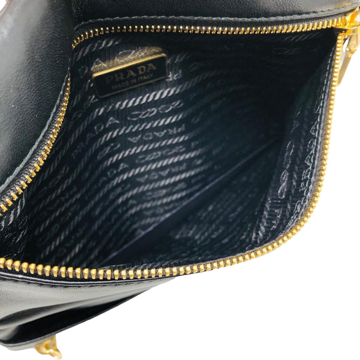 Prada Black Tessuto Nylon Calfskin Leather Wallet Clutch Bag 1MS001