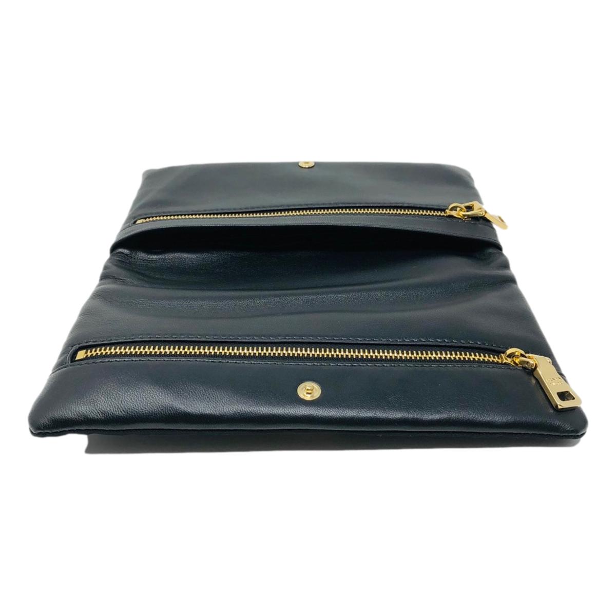 Prada Black Tessuto Nylon Calfskin Leather Wallet Clutch Bag 1MS001