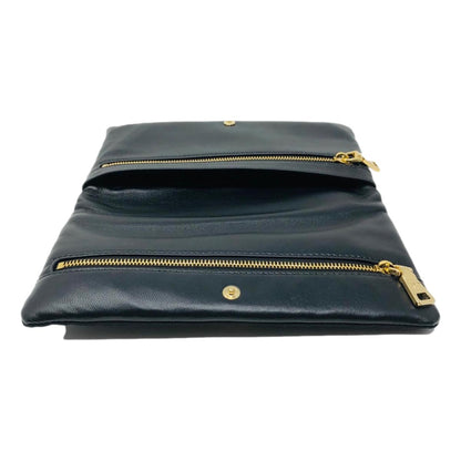 Prada Black Tessuto Nylon Calfskin Leather Wallet Clutch Bag 1MS001