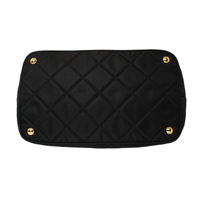 Prada Black Tessuto Nylon Gold Chain Quilted Convertible Tote Bag 1BG740