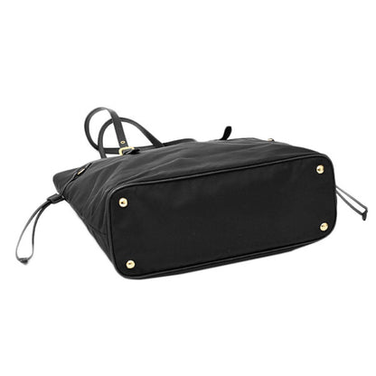 Prada Black Tessuto Nylon Saffiano Leather Shopping Tote 1BG292