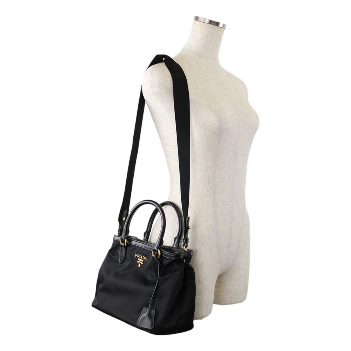 Prada Black Tessuto Nylon Soft Calf Leather Trim Cross Body Bag