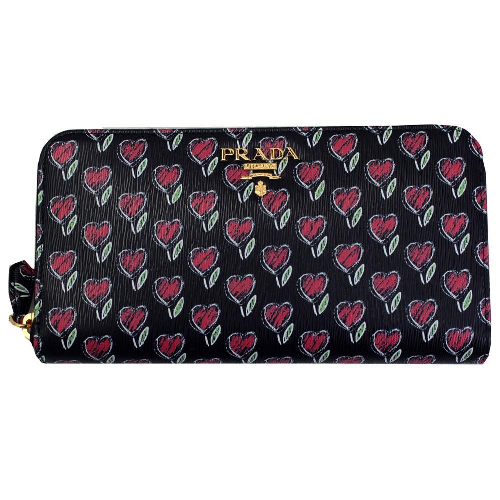 Prada Vitello Move Love Continental Wallet Leather Gold Hardware 1ML506