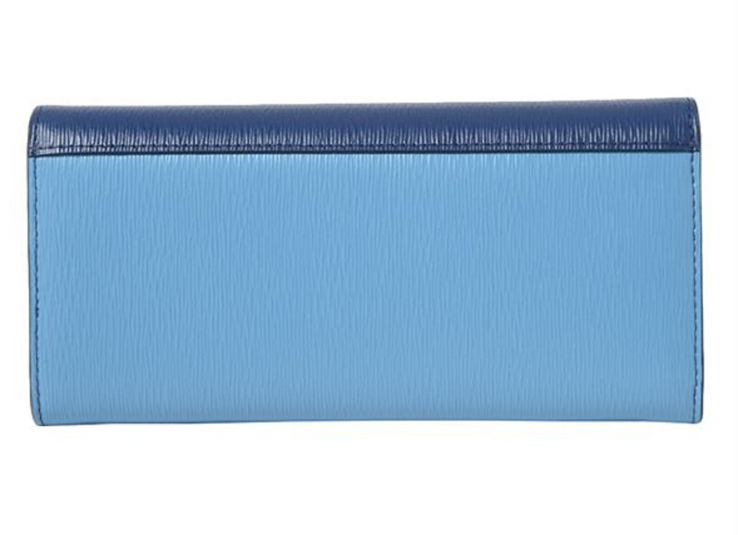 Prada Blue Bluette Mare Colorblock Vitello Move Leather Flap Wallet 1MH132