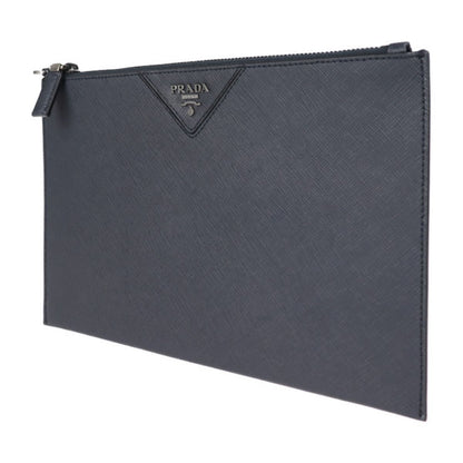 Prada Blue Saffiano Leather Briefcase Clutch 2NG05V