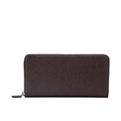 Prada Brown Caffe Saffiano Leather Zip Around Continental Clutch Wallet 2ML220