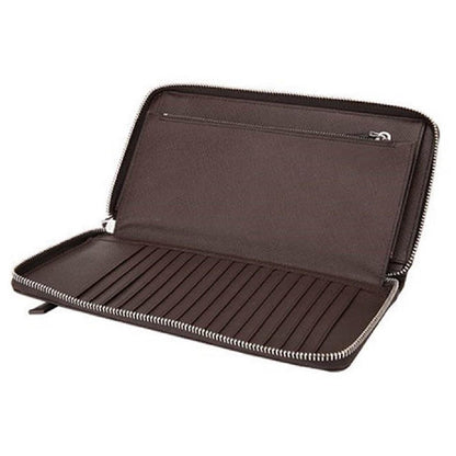 Prada Brown Caffe Saffiano Leather Zip Around Continental Clutch Wallet 2ML220
