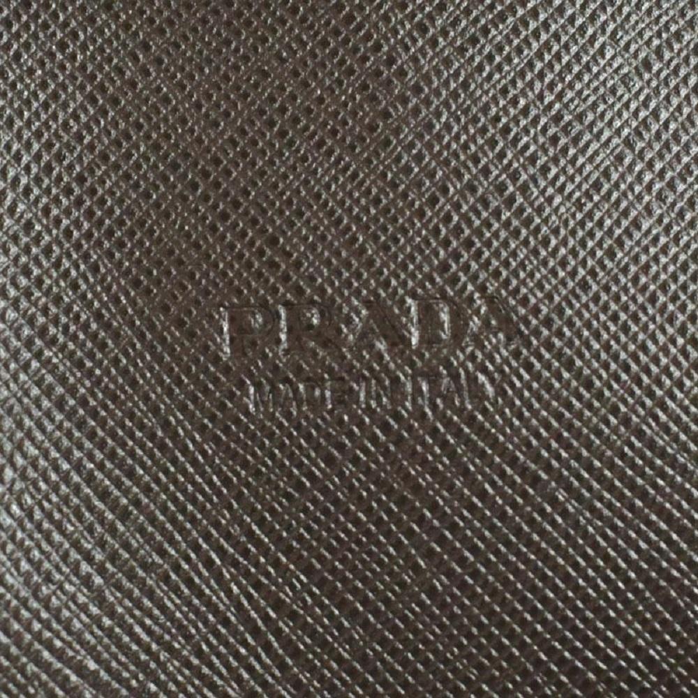 Prada Brown Caffe Saffiano Leather Zip Around Continental Clutch Wallet 2ML220
