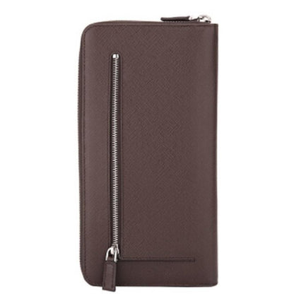 Prada Brown Caffe Saffiano Leather Zip Around Continental Clutch Wallet 2ML220