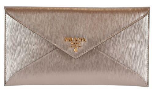 Prada Busta Con Pattina Gold Vitello Move Leather Envelope Wallet 1MF175