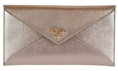Prada Busta Con Pattina Gold Vitello Move Leather Envelope Wallet 1MF175