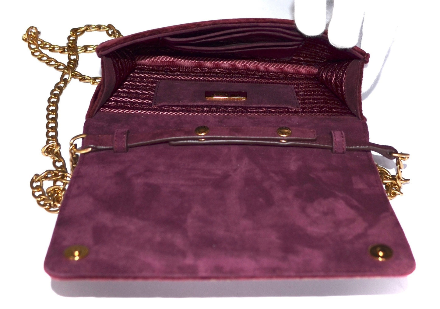 Prada Cahier Velvet Bag Clutch Bag Red Amarena Chain Handbag 1BP011