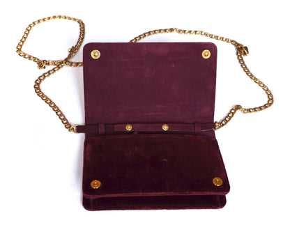 Prada Cahier Velvet Bag Clutch Bag Red Amarena Chain Handbag 1BP011