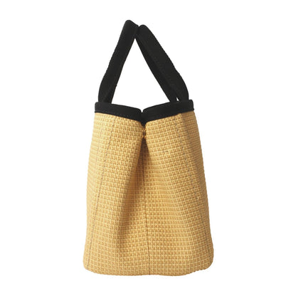 Prada Canapa Beige Woven Straw Black Canvas Trim Tote Handbag 1BG155