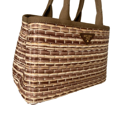 Prada Canapa Ecru Tan Woven Straw Tote Satchel Handbag 1BG155