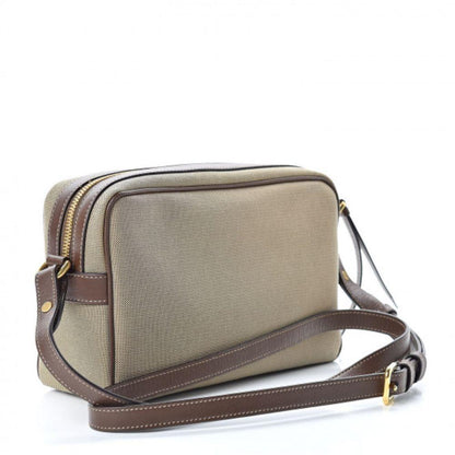 Prada Jacquard Logo Brown Canvas Leather Trim Camera Crossbody 1BH089