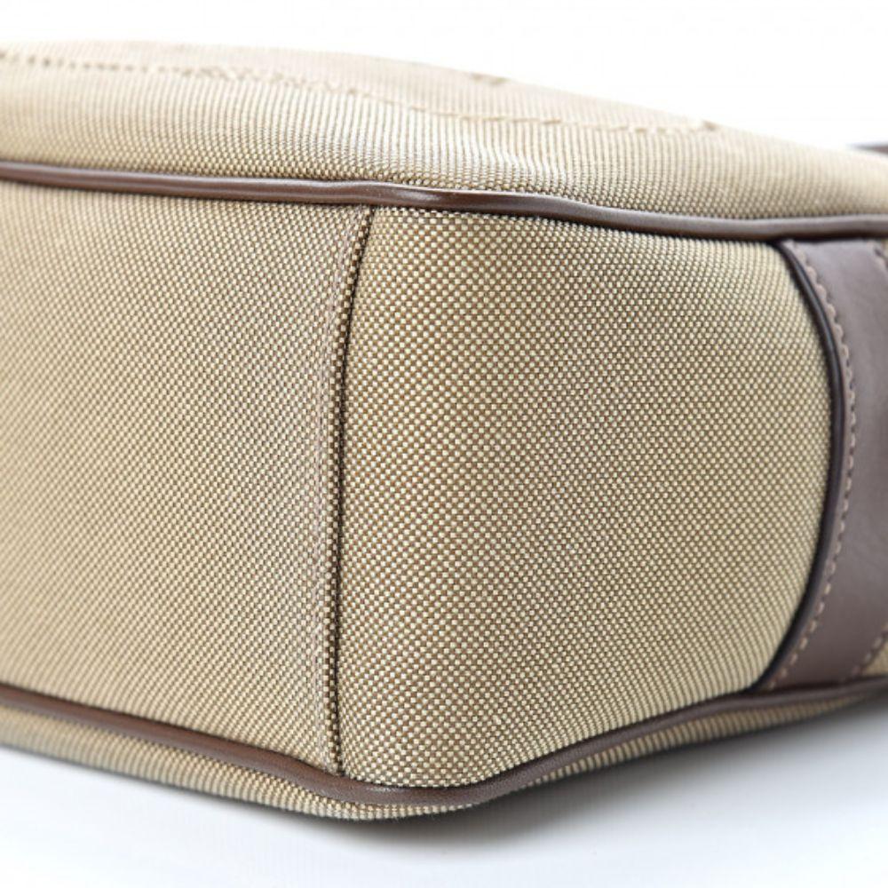 Prada Jacquard Logo Brown Canvas Leather Trim Camera Crossbody 1BH089