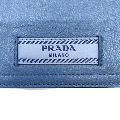 Prada City Glace Blue Cobalt Leather Bifold Snap Wallet 1MV204