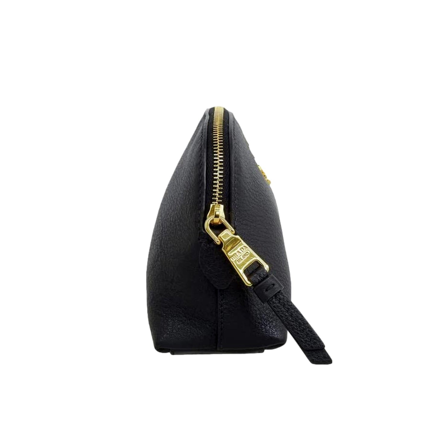 Prada Contenitore Nero Vitello Daino Vanity Cosmetic Case Clutch Bag